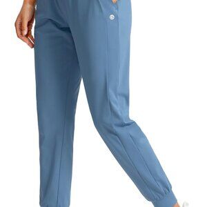 Slate Blue Women's High Waisted Zipper Pocket Tapered Joggers - Soft, Stretchy f